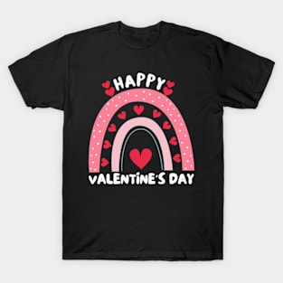 Happy Valentines Day Leopard Rainbow T-Shirt